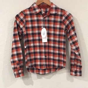 NEW‎ Frenchie Mini Couture Boys Sz 8 Checkered Flannel Button Shirt 100% Cotton